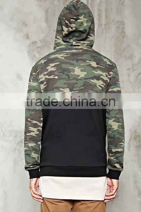 Slim fit hoodie man quality tracksuit top with camo splice
