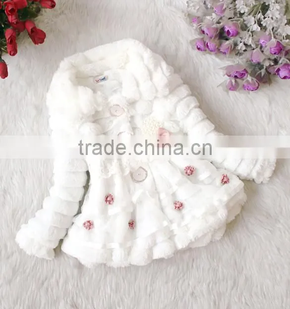 Children's Girls Elegant Baby Faux Fur Fleece Lined kid Coat 18908