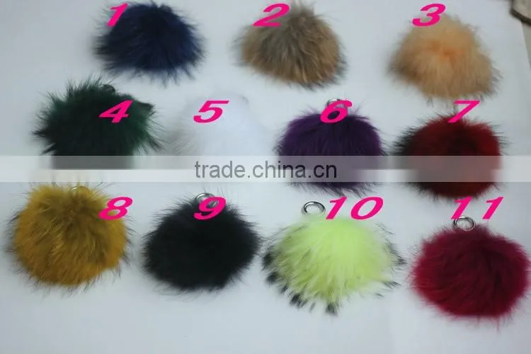 factory supply 100% Real Raccoon Fur Pompoms luxurious fur balls Genuine Fur Pom Pom for Bag Hats Cap Scarf Gloves Attached the