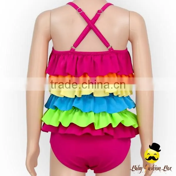 YZA-007 Yiwu Yihong Children Multiple Colour Ruffle Girls Picture Swimwear For 0-6 Year Wears