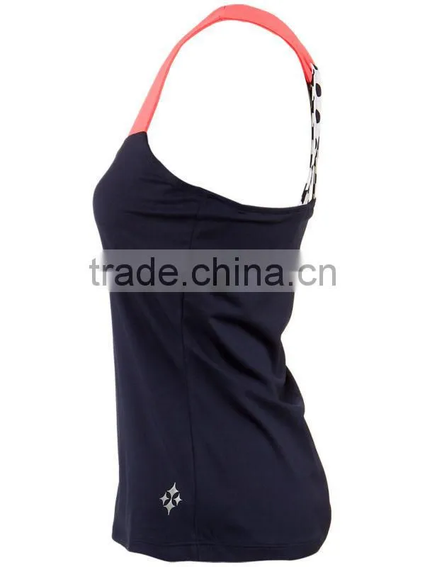 Girls black fashion OEM design fitness tennis tank top