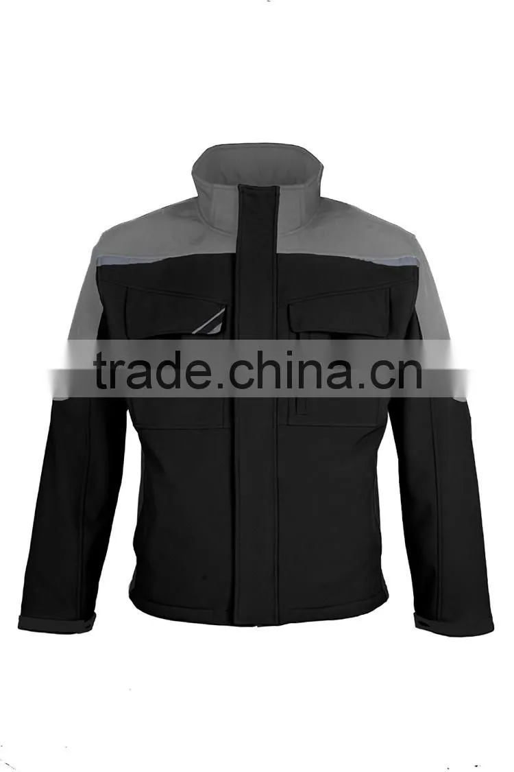 Mens contrast color new cargo heavy duty softshell work coat