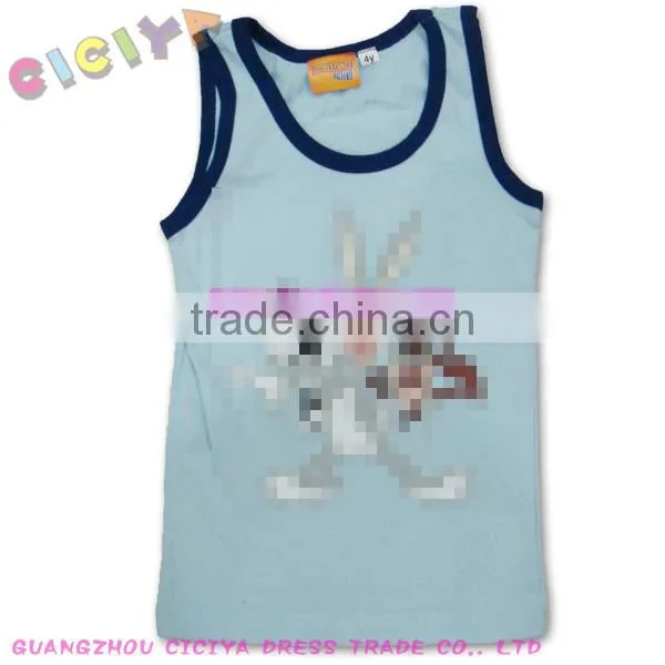 2014 new summer sleeveless with bugs bunny printing boys t-shirt