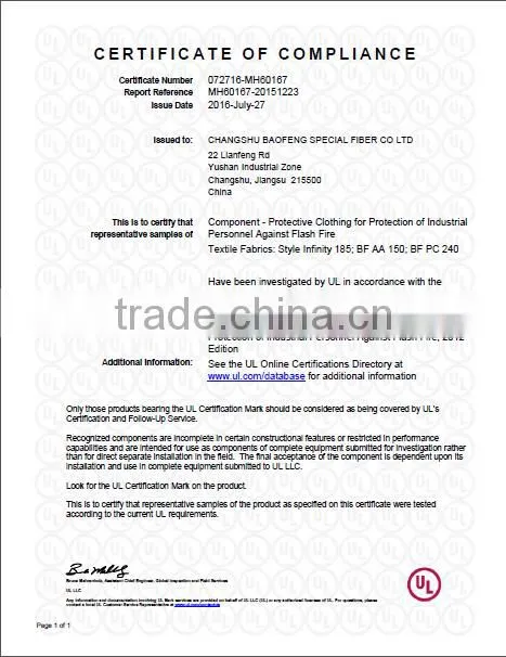 Flame Retardant fabric/workwear fabric, with best price