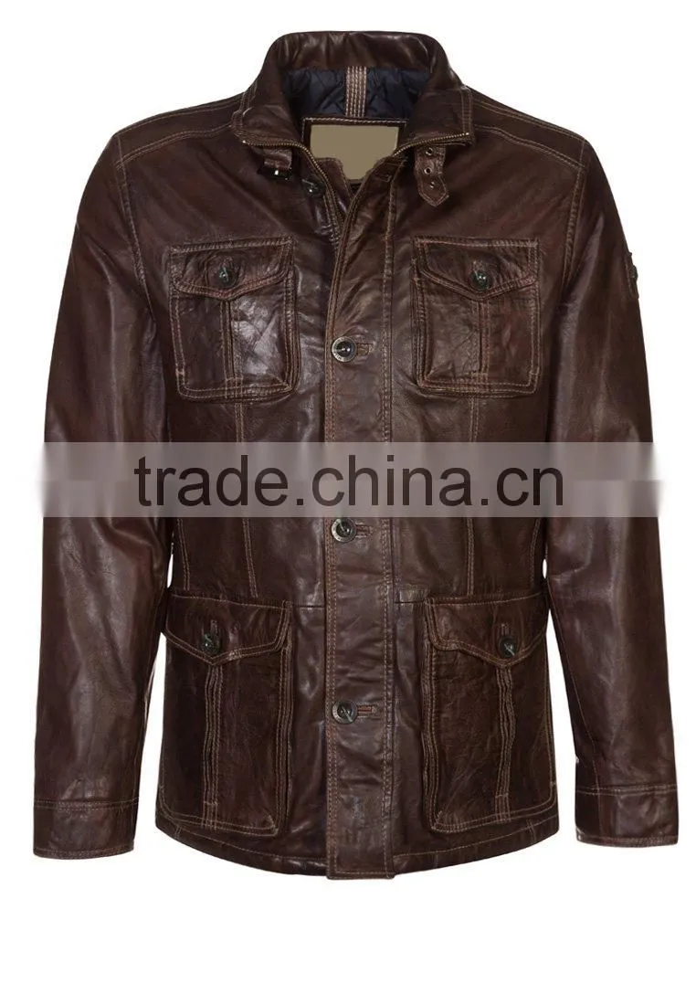 MEN Leather Brown best Quality sheep leather jacket