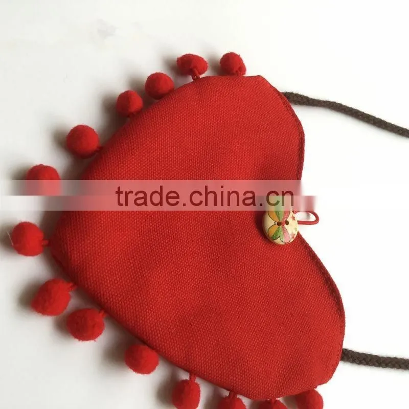 Baby Girls Mini Heart Shap Canvas Bag Kids Lovely Heart Message Bag With Small Baby Carry Bag