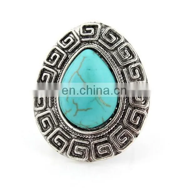 New design Top selling Charming Popular Turquoise Ring full finger Alloy ring
