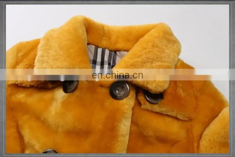New style double breasted merino sheep shearling fur coat