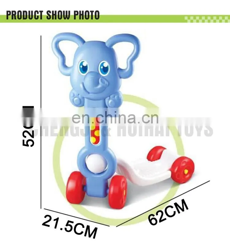Plastic blue elephant baby walker kids kick scooter
