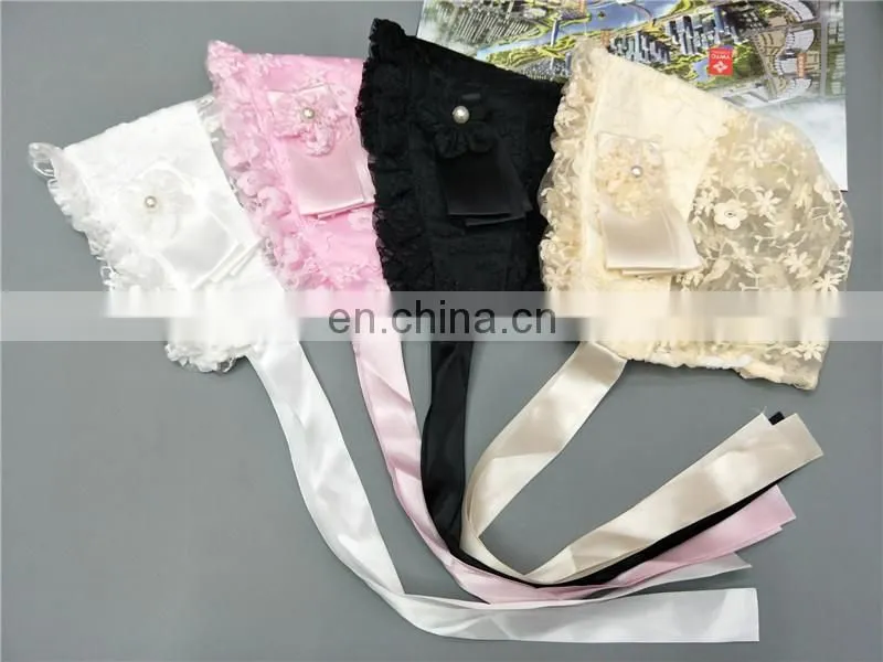 Little princess lace cap lace silk ribbon adjustable cap hat embroidery flower
