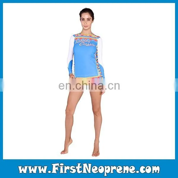 Light Blue Color Anti UV Skinswear Rash Guard For Women
