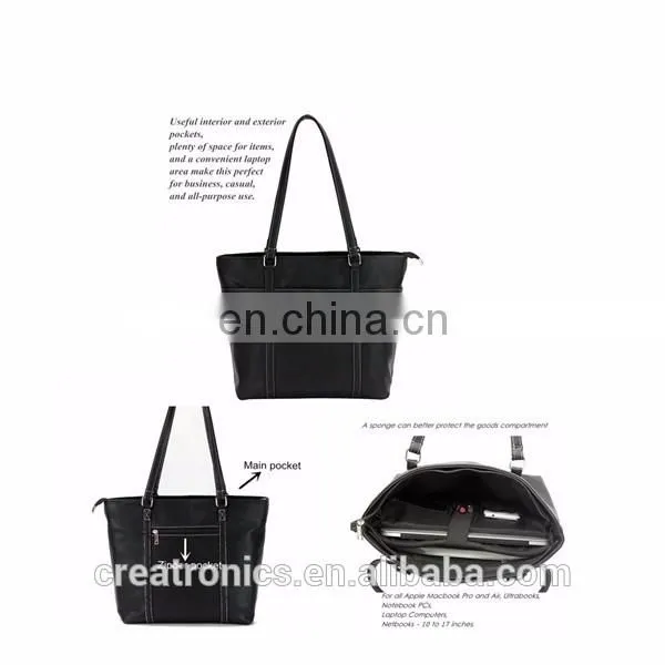Lady Black Tote Bags With Custom Printed Logo Women's Handbags Leather Custom Tote Bag Cross Felt Leather Laptop Bag