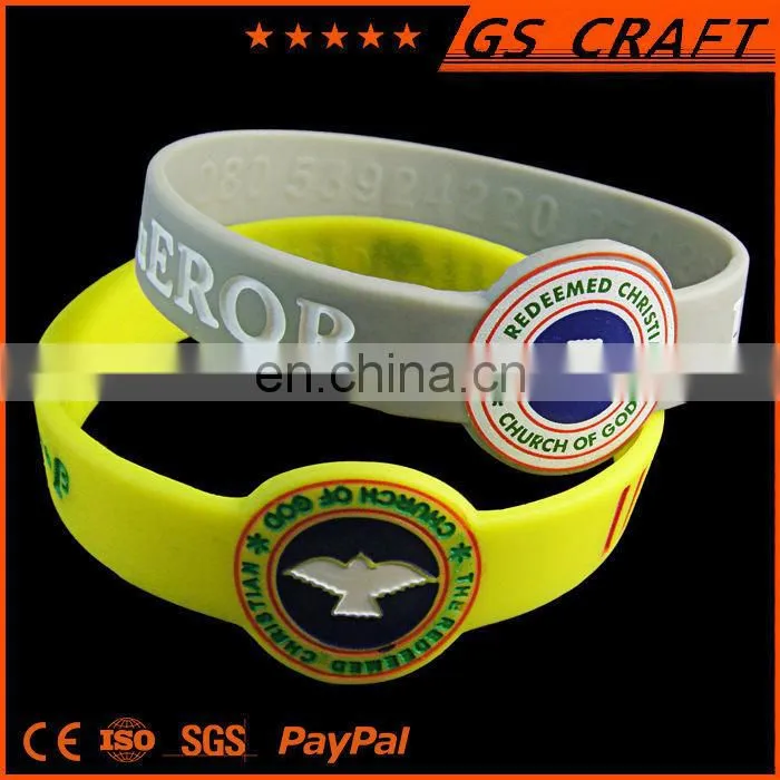 silicone bracelet glowing in dark with printed logo/green color luminous silicone bracelet /best for gifts to friends