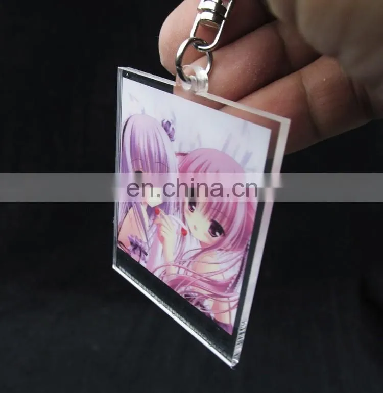Made in China rectangle transperant acrylic keychain photo insert