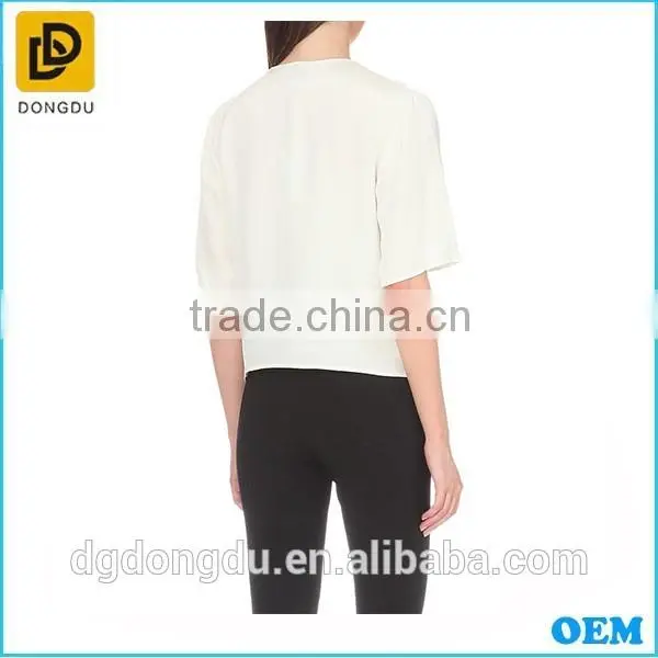 Custom Wholesale Cheap Hot Sale Embellished Silk T shirt for Lady