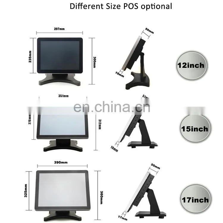 All in one pos 15 inch touch/ desktop computer with barcode reader