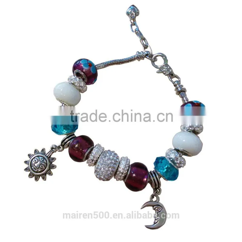 Top quality glass beads bracelets European bead bracelets