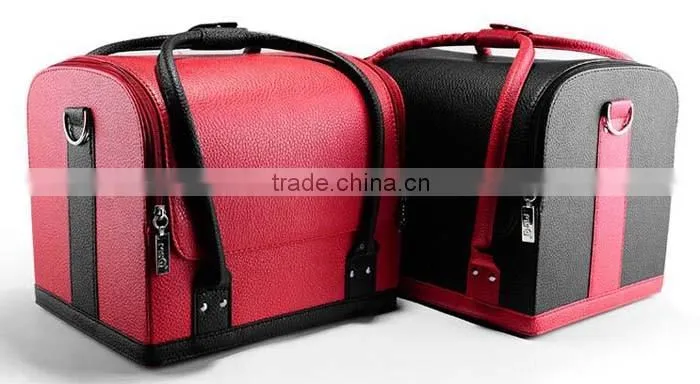 Custom Make Hard Shell Faux Leather makeup storage box,Beauty Vanity Carrying Case,Leather Cosmetic Train case with trays