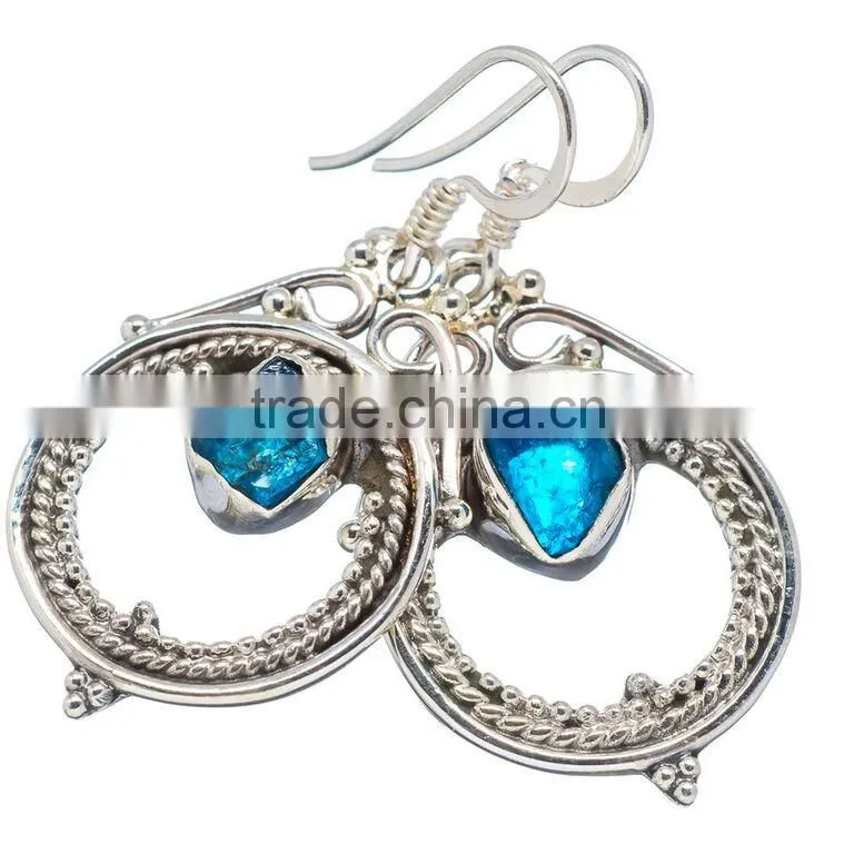 APATITE ROUGH EARRING 925 SOLID STERLING,SILVER EXPORTER,STERLING SILVER JEWELRY,SILVER EARRING