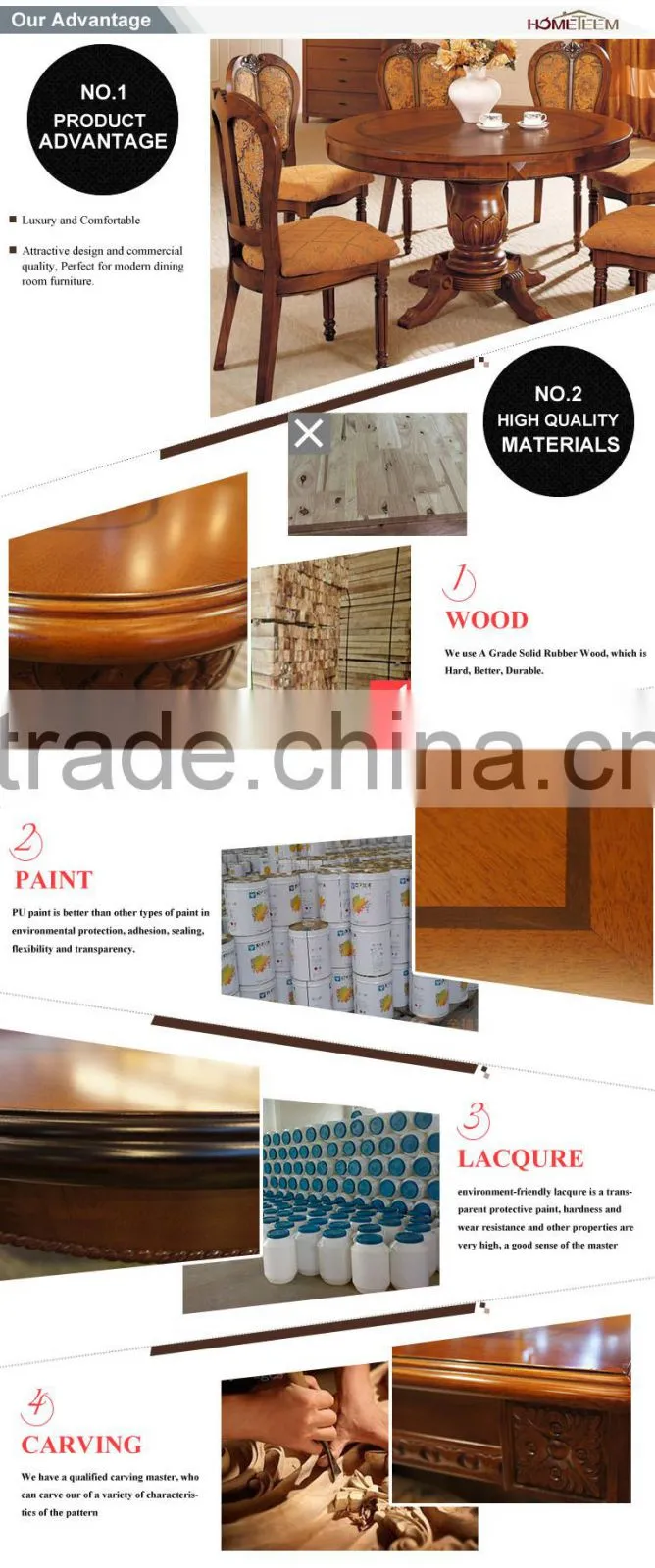 Europe style made in china kitchen luxury dining room furniture
