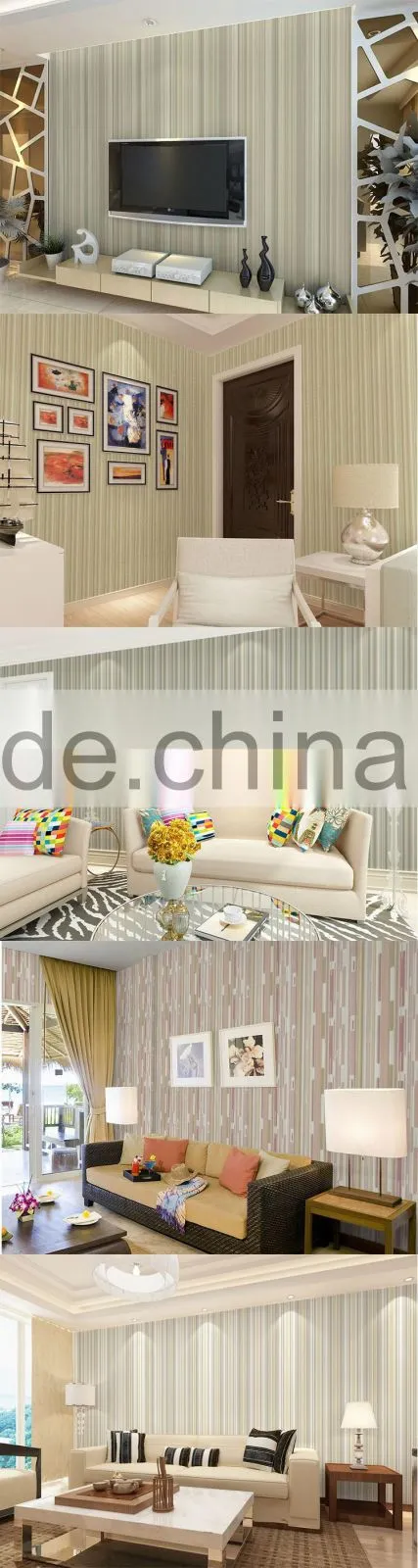 Professional Manufacturer Eco-Friendly Classic Stripe Style Style PVC Material Latest Design Waterproof Designs Wallpaper