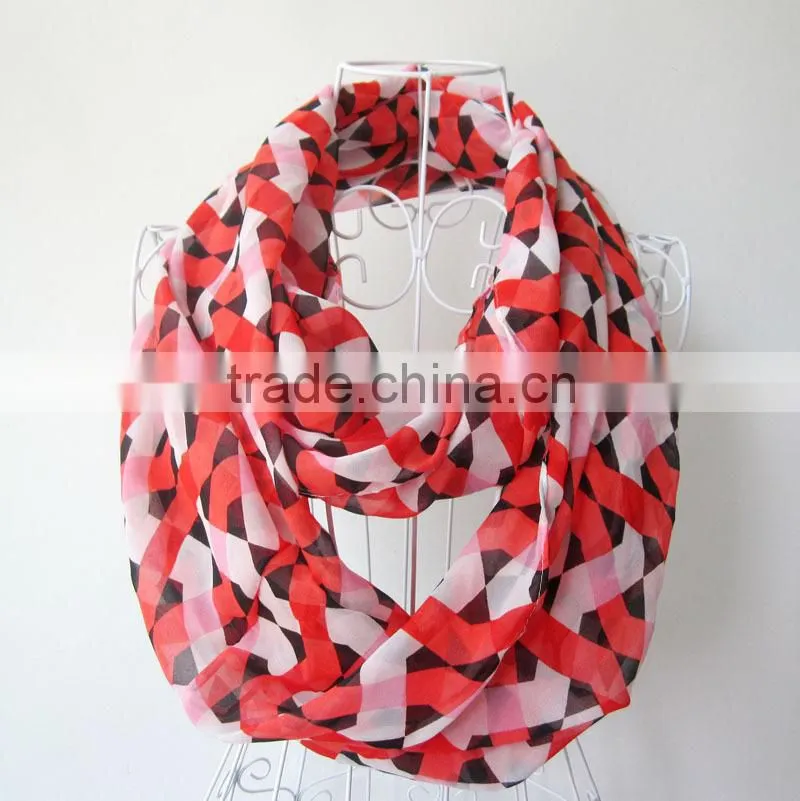 Fashionable Geometric Pattern Chiffon Printed Indian Silk Muslim Lady Scarf