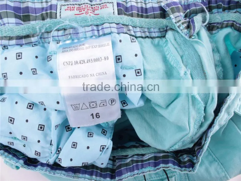 Men 100%cotton garment stock lot washed shorts
