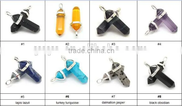 JF6888o Healing Reiki White Opal Gemstones Hexagonal Pointed Chakra Pendant