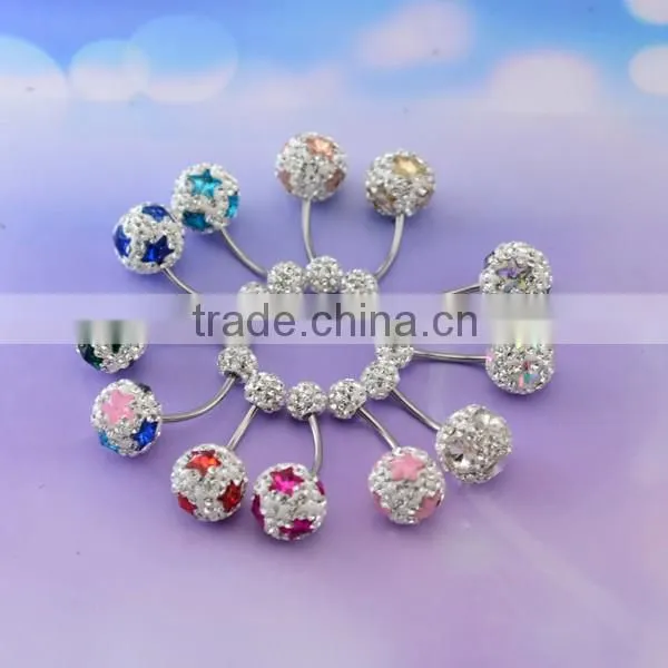 Nickel Free 316L Surgical Steel 14ga CZ Gem Paved Ferido Ball Belly Button Rings