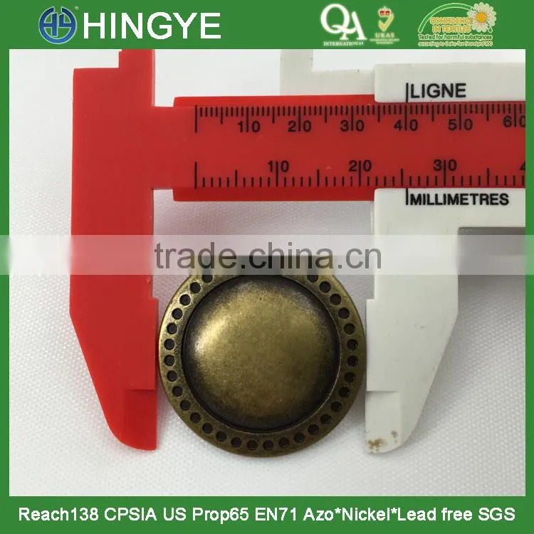 2015 new arrival 25mm fashion antique brass metal shank button for coats-M1666