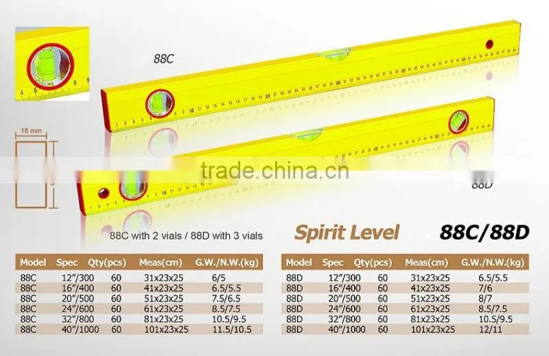 Aluminum alloy magnetic spirit levels