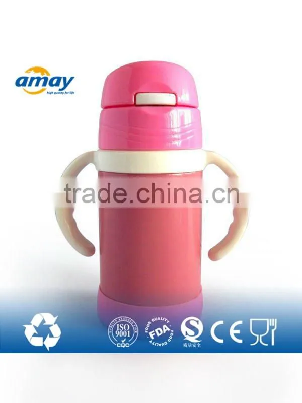 Pink baby stainless sippy botte,BPA free