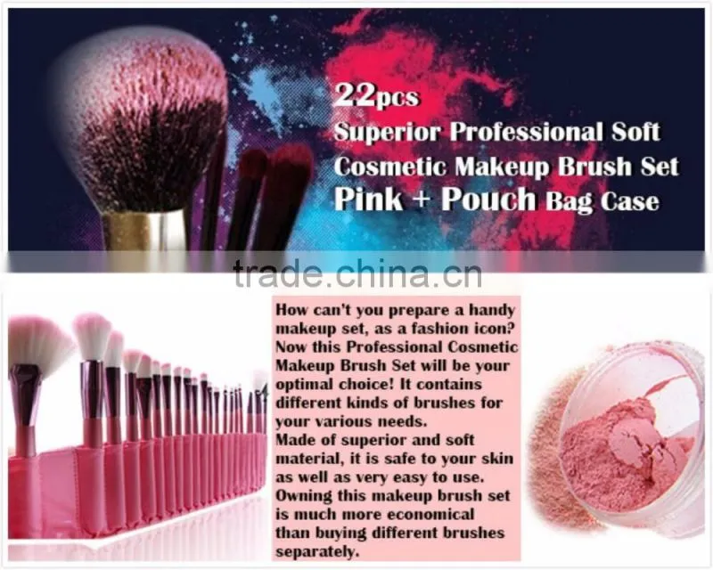Professional 22pcs Superior Soft Cosmetic Makeup Brush Set + Pouch Bag Case Makeup Sets