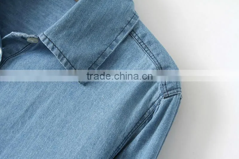 2015 fashion high quality New Women Denim Dress Plus Size Washed Loose long Sleeve Jeans Dresses For Ladies