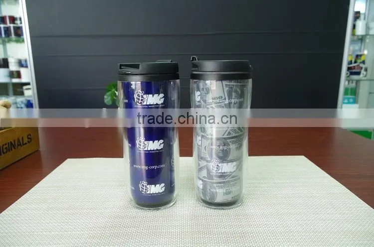 custom logo double wall plastic color changing magic coffee pp tumbler