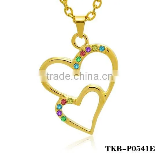 Gold Plated Enclosed Crystal Hollow Heart Shape Pendant Light Modern Necklace