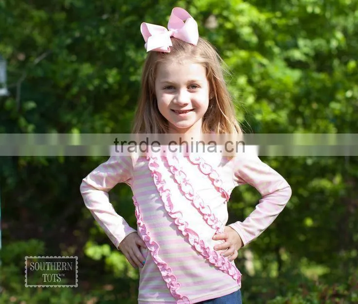factory OEM flutter sleeves ruffle shirt little baby brand shirt