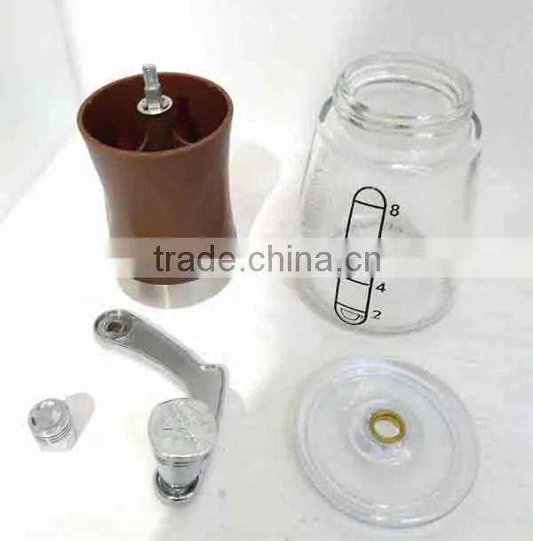 Mini Ceramic core manual coffee grinder glass material