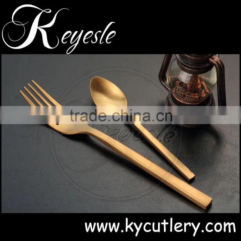 gold colored flatware,gold cutlery set,Champagne gold plated flatware