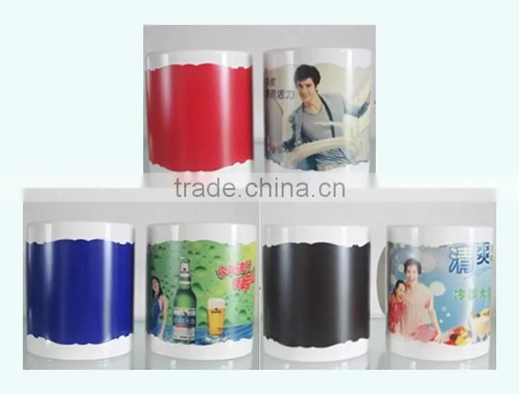 11oz white mug with patch color changing irregular edge red