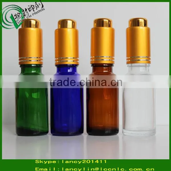NEW Cap 30ml olive oil glass bottle for packing colored glossy bottle with gold cap