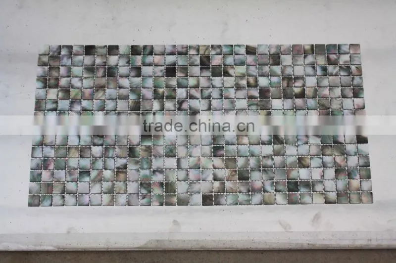 Factory supplier Blacklip sea shell mosaic sheet,with joints on mesh,bathroom tile