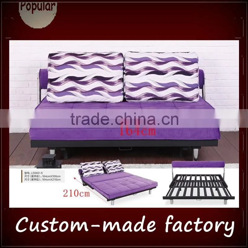micfiber cover 164cm length ralxing couch sliding futon sofa bed with back cushion