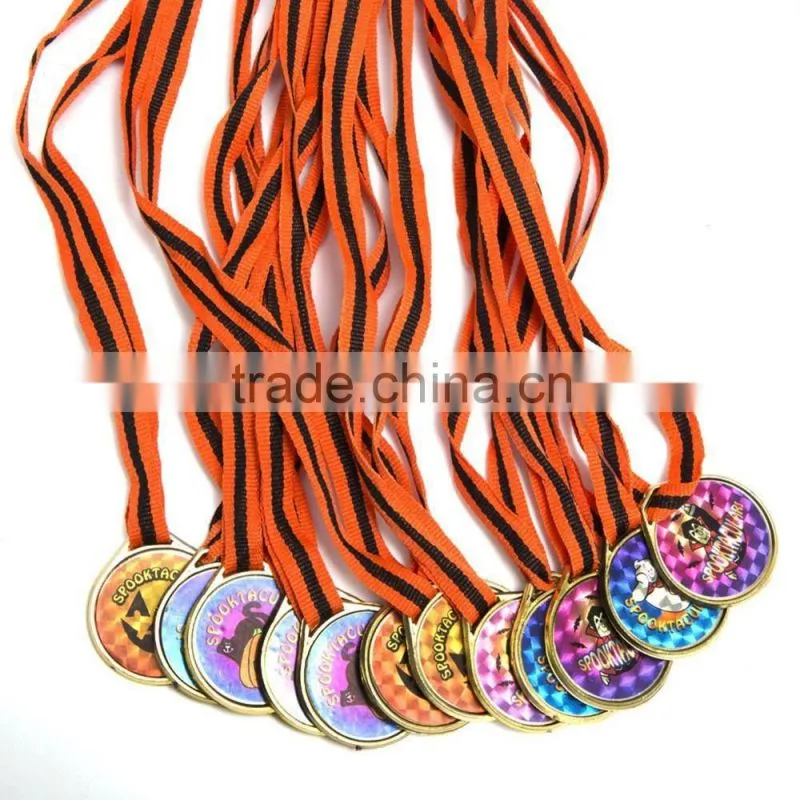 Cheap Wholesale Custom Plastic Gold Plated Graduate Award Laser Medals with Ribbon for Promotional Gifts