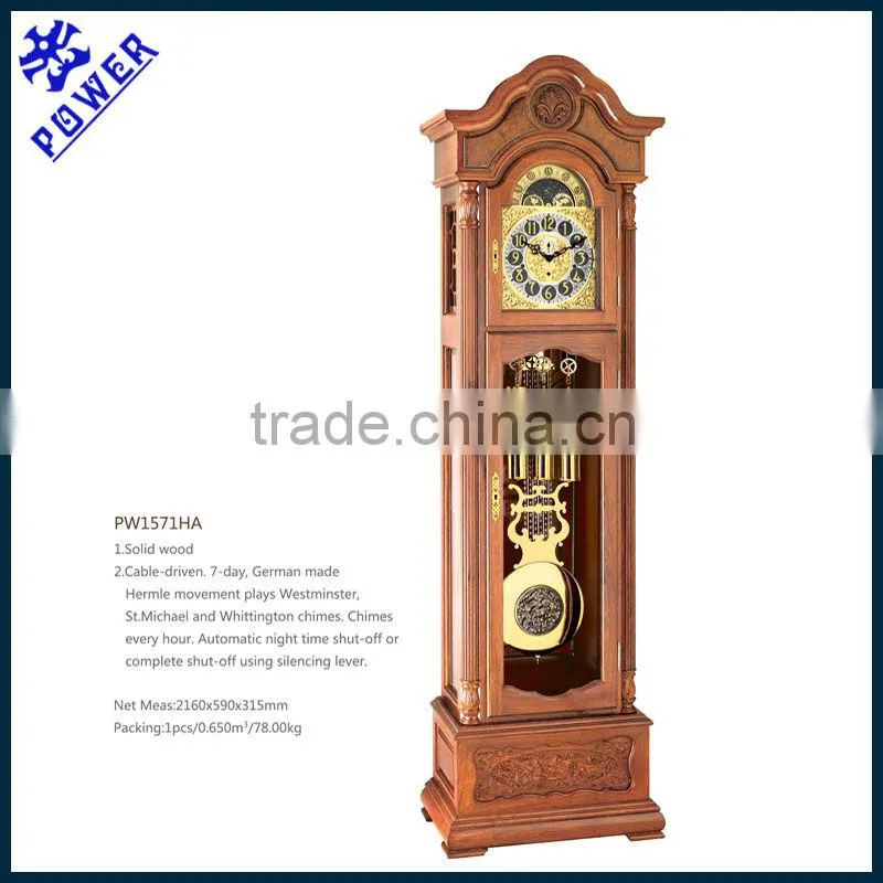 Grandfather clock Chimes every quarter and hour Automatic night time shut-off High quality PW1571HR
