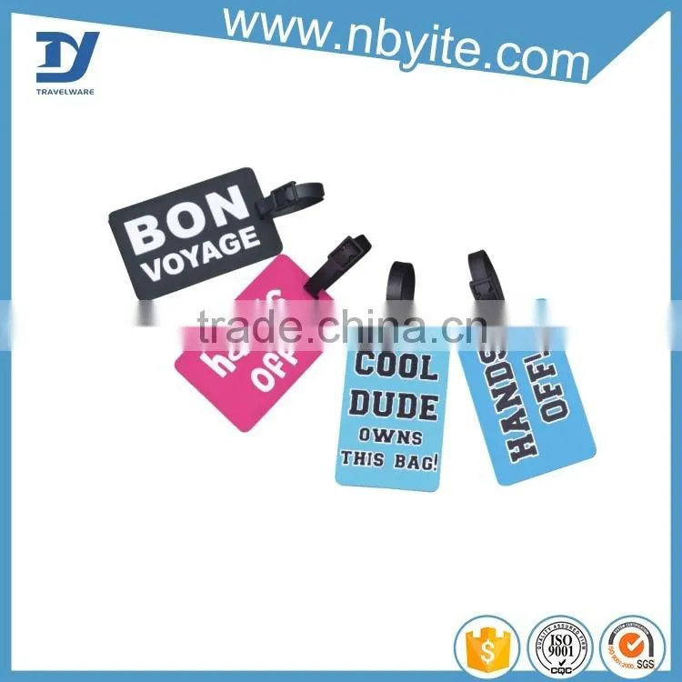 2016 Cheap Bright Colorful Plastic Luggage tag Custom Soft PVC Luggage tag