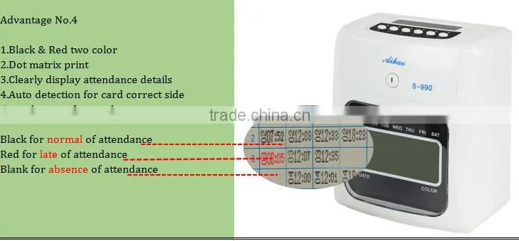 card punch time record attendance machine