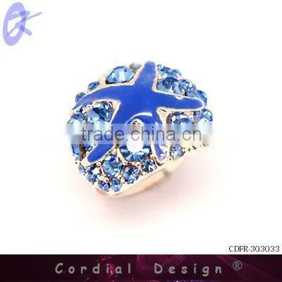 hot sale wholesale starfish style fashion rhinestone ring