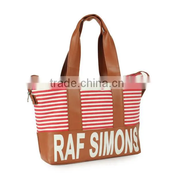 Cotton with printing shopping bag with PU handle