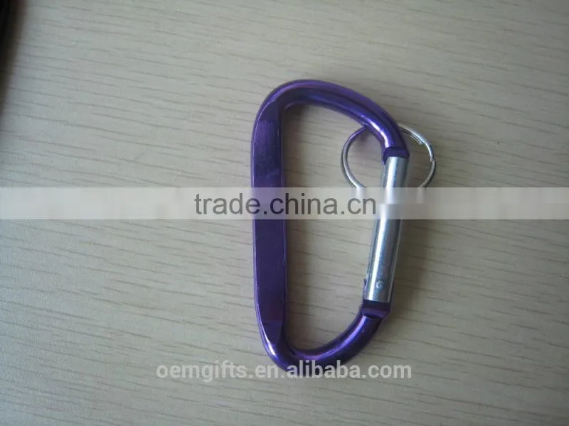 Large D Shaped Aluminum Carabiner With Keyring
